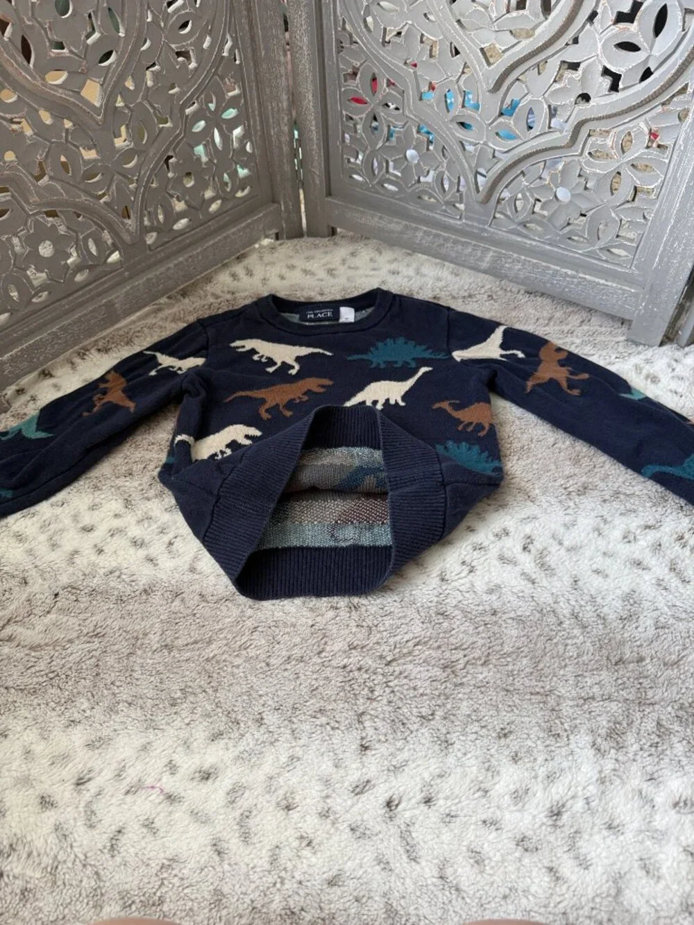 The Children's Place navy dinosaur sweater boys 4T preppy preschool winter
